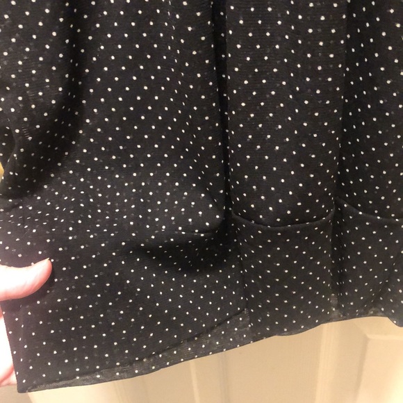 INC  V Neck Blouse, Black w/white Polka Dot - Picture 5 of 6